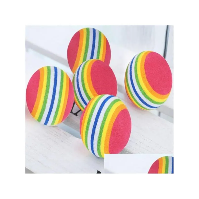 Cat Toys Diameter 35Mm Interesting Pet Toy Dog And Balls Super Cute Rainbow Ball Cartoon P Drop Delivery Home Garden Supplies Dhebj
