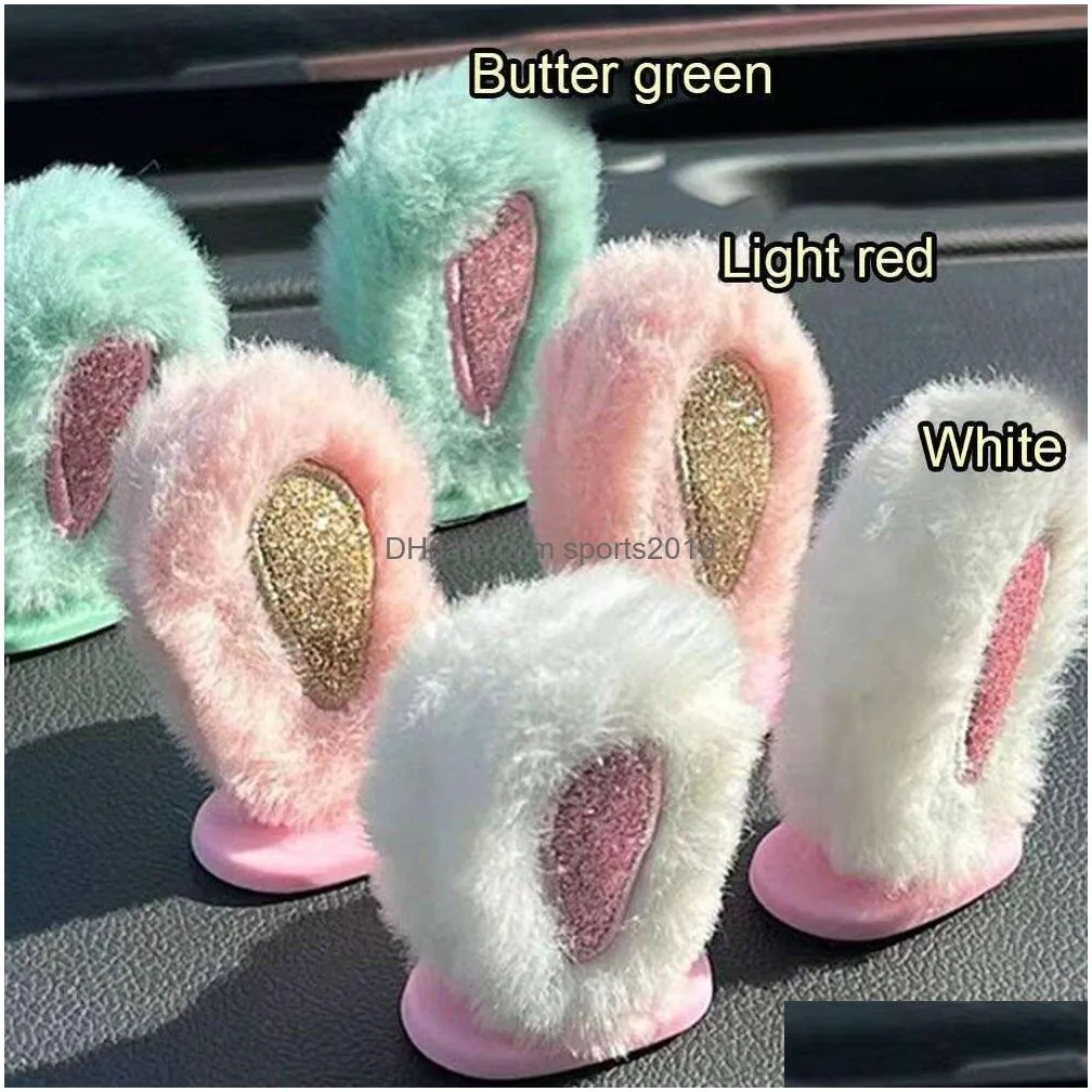 Car Tissue Box New Lovely Rabbit Ear For Rearview Mirror Decor 3D Funny Cat Bunny Ears P Stickers Roof Decoration Drop Delivery Automo Dhht6