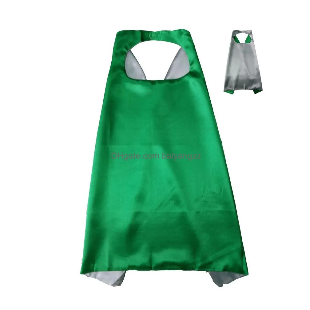 plain color 70x70cm 2layer kids superhero cosplay costume satin cape halloween cosplay superhero capes for kids