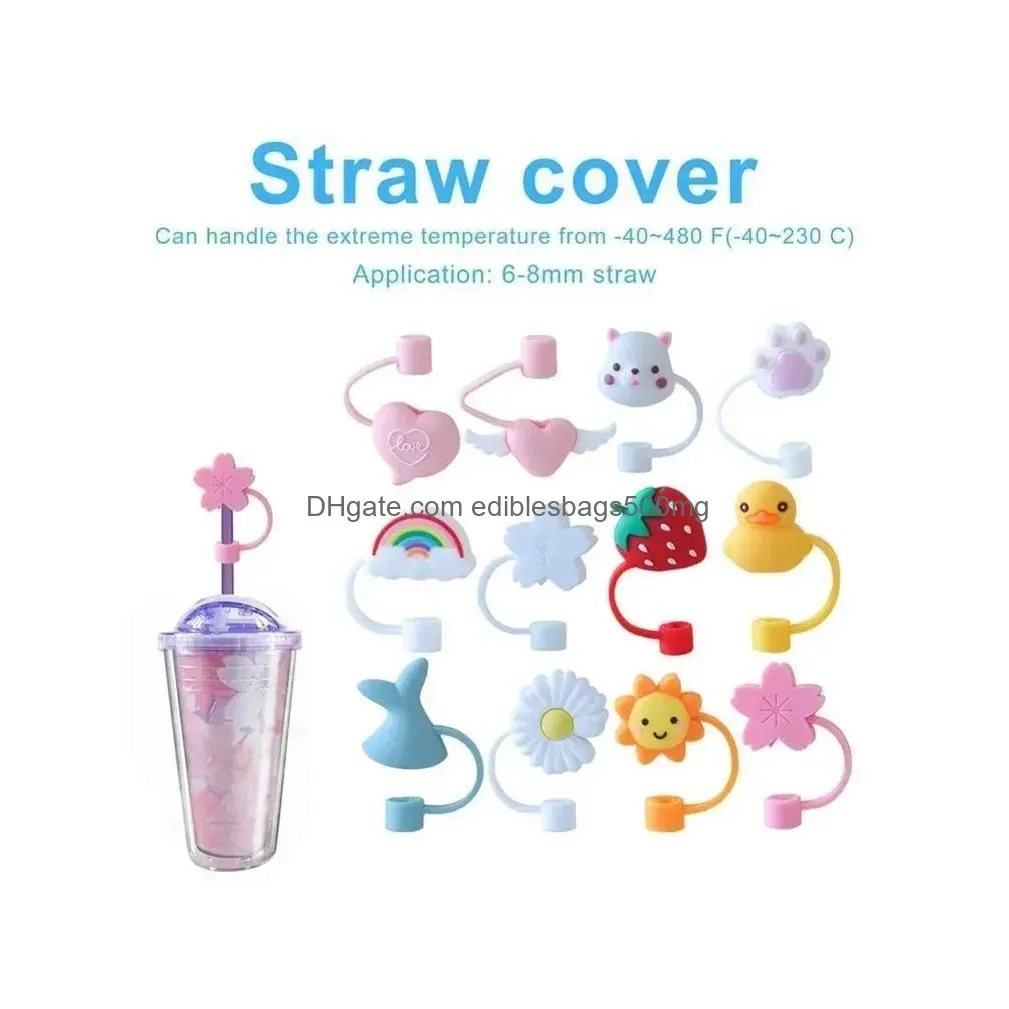  cartoon shape cover decorative cute fashion drinking protector straw topper silicone straws plug for decor fy4982