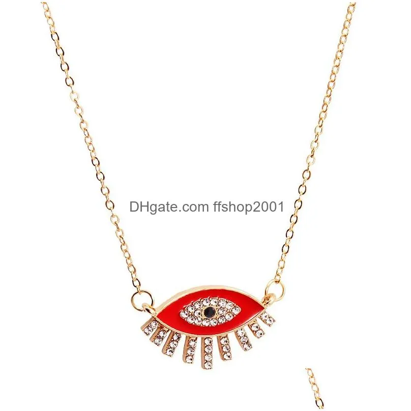 evil eyes choker necklaces gold women blue eyes turkey rhinestone pendant necklace design fashion collar jewelry gifts for lady
