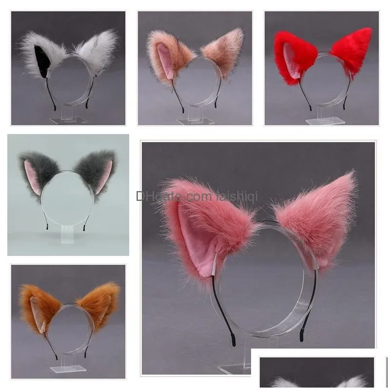 cute cat fox faux fur ear hair hoops hairband ears headband halloween christmas fancy dress cosplay hair clip lolita girls ear hair band decoration