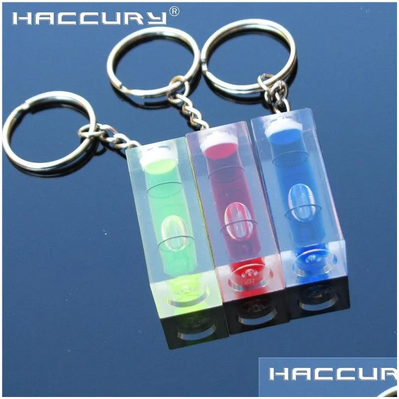 Level Measuring Instruments 20Pcs/Lot Haccury Key Chain Small Bubble Spirit Acrylic Square Instrument Size 15X15X36Mm Drop Delivery Dh84N