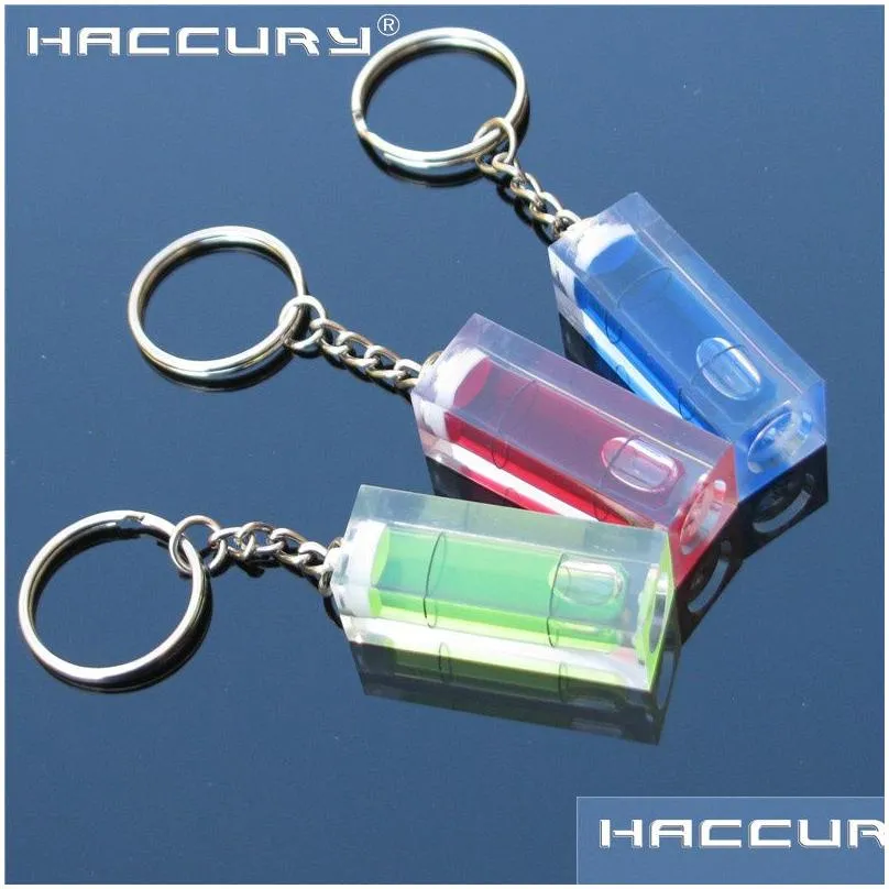Level Measuring Instruments 20Pcs/Lot Haccury Key Chain Small Bubble Spirit Acrylic Square Instrument Size 15X15X36Mm Drop Delivery Dh84N