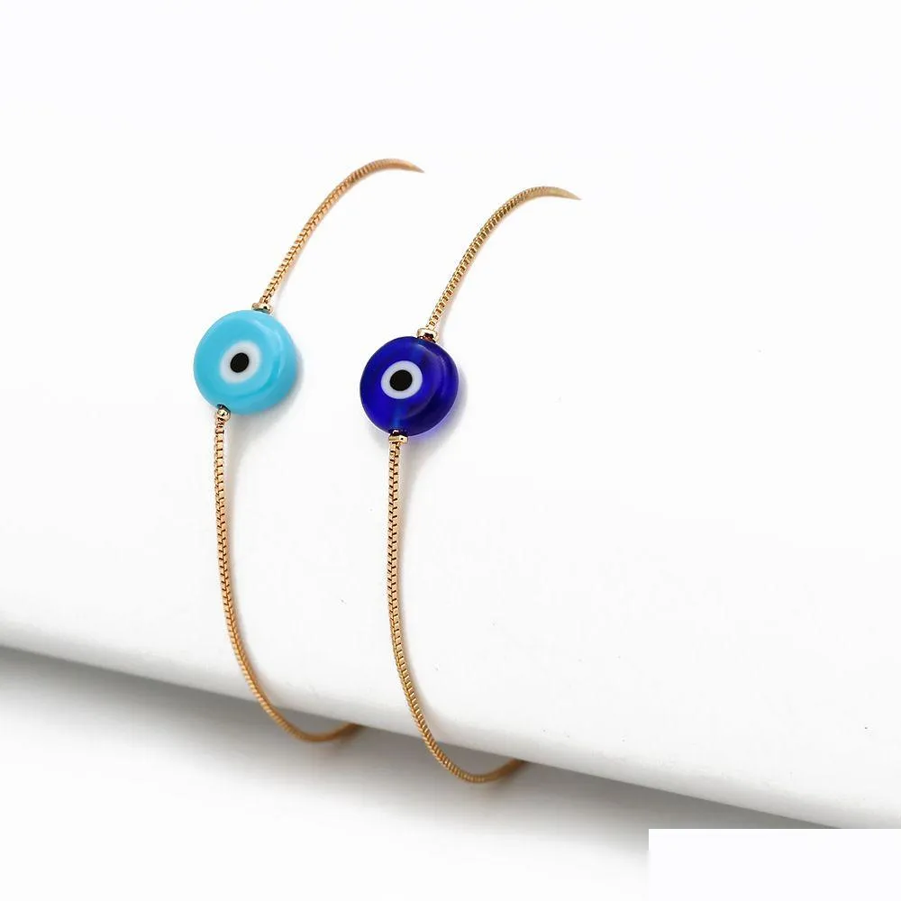 S2333 Fashion Jewelry Turkish Symbol Evil Eye Bracelet Resin Blue Eyes Bead Chain Bracelets
