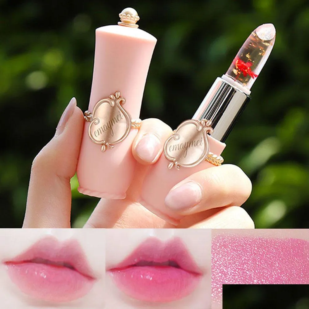 6 Colors Lipstick Moisturizing Long Lasting Flower Crystal Jelly Lipstick Magic Temperature Color Changing Lip Balm 12pcs