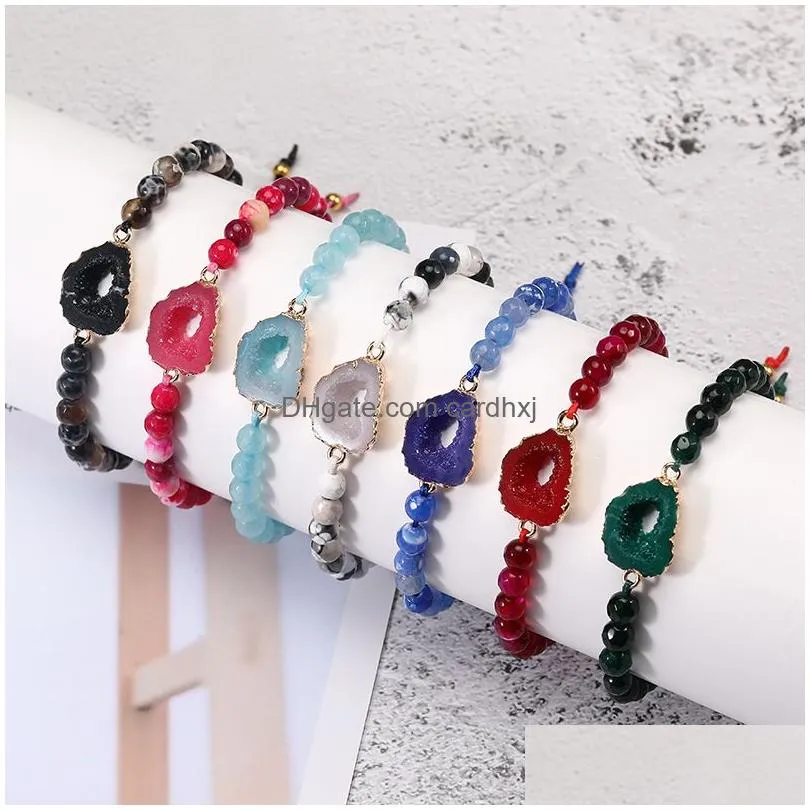 Beaded Women Bracelets Natural Agate Transfer Beads For Couples Anniversary Valentines Gifts Boyfriend Girlfriend Wife Drop Delivery Dhv7M