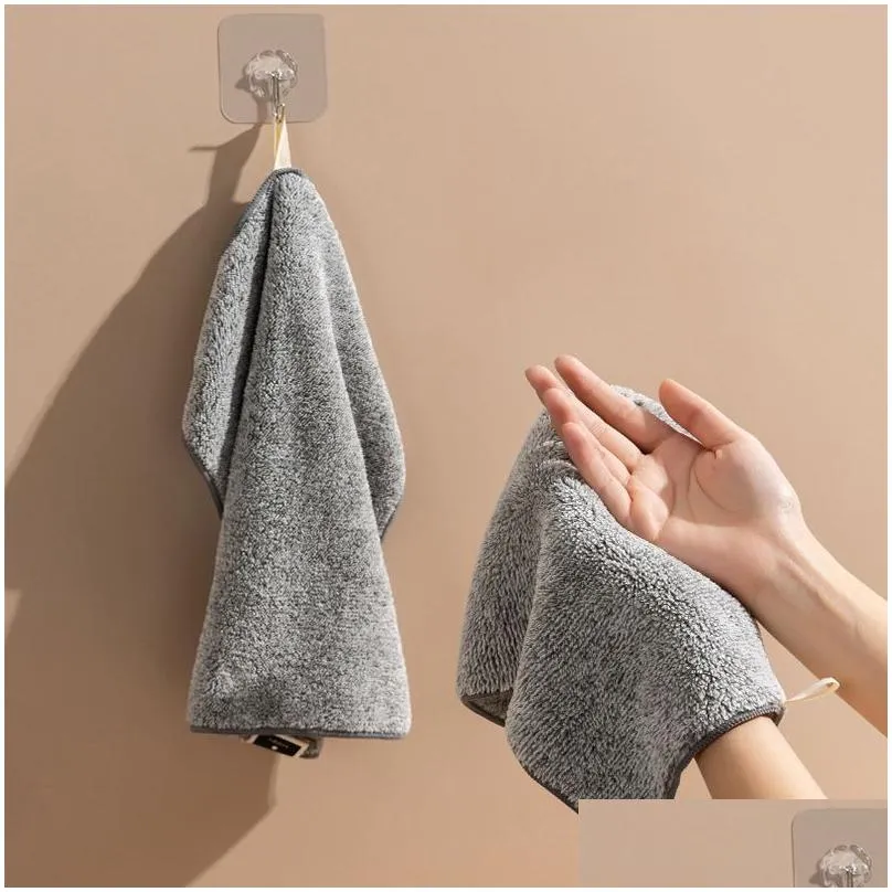 1 3Pcs Strong Bamboo Charcoal Dishcloth Microfiber Kitchen Towel Thickened Absorbent Non stick Oil Rags Home Cleaning 220926