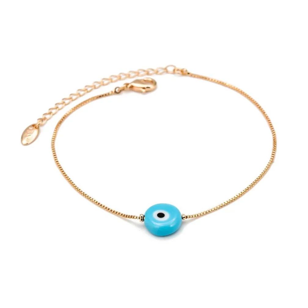 S2333 Fashion Jewelry Turkish Symbol Evil Eye Bracelet Resin Blue Eyes Bead Chain Bracelets