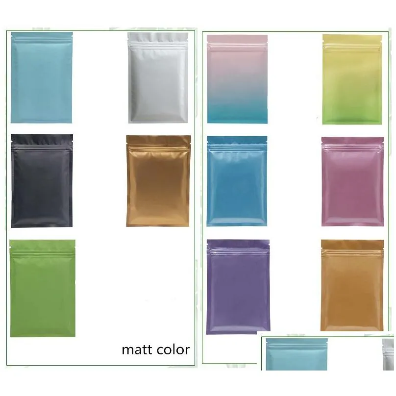 wholesale Matt color Resealable Zip Mylar Bag Food Storage Aluminum Foil Bags plastic Smell Proof pouch in stock