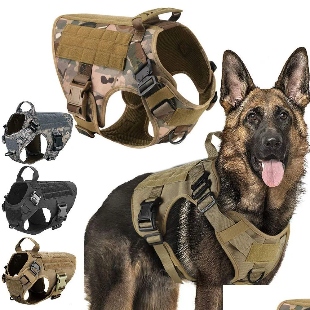 Dog Collars Leashes Military Large Harness Pet German Shepherd K9 Malinois Training Vest Tactical And Leash Set For Dogs Accessories