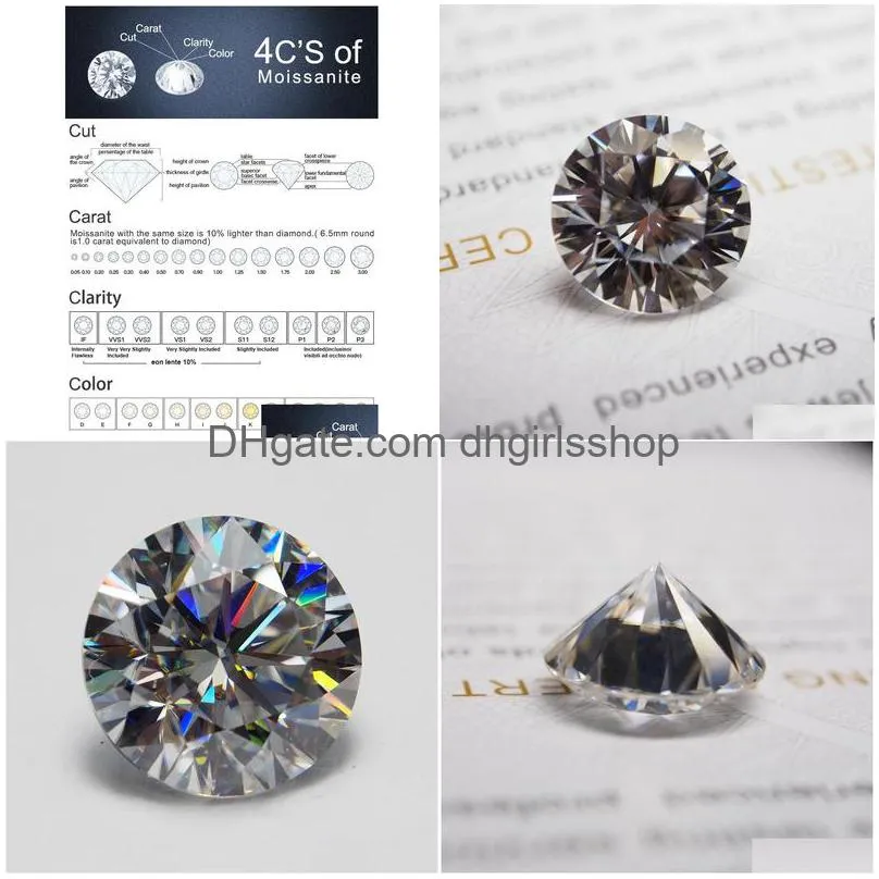 Loose Gemstones 3.0Mm12Mm Moissanite Stone Near White D Color Round Cut Excellent Grade Vvs1 With Gra Certificate Drop Delivery Jewel Dhavg