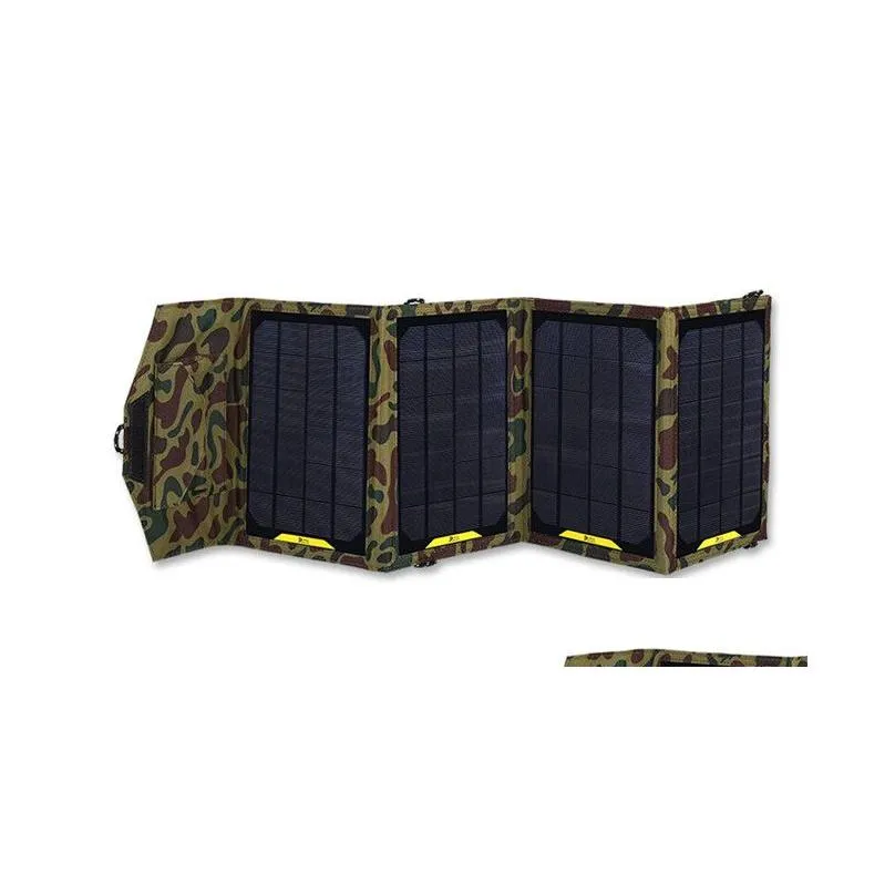 Solar Panels 14W Usb Portable  For Mobile Phone Add Panel Foldable Battery Wallet Bag Drop Delivery Renewable Energy Products Dhmj3