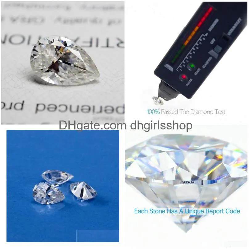 Loose Gemstones 2X310X14Mm White D Color Vvs1 Pear Cut Moissanite Stone With Gra Certificate Drop Delivery Jewelry Dh6Ss