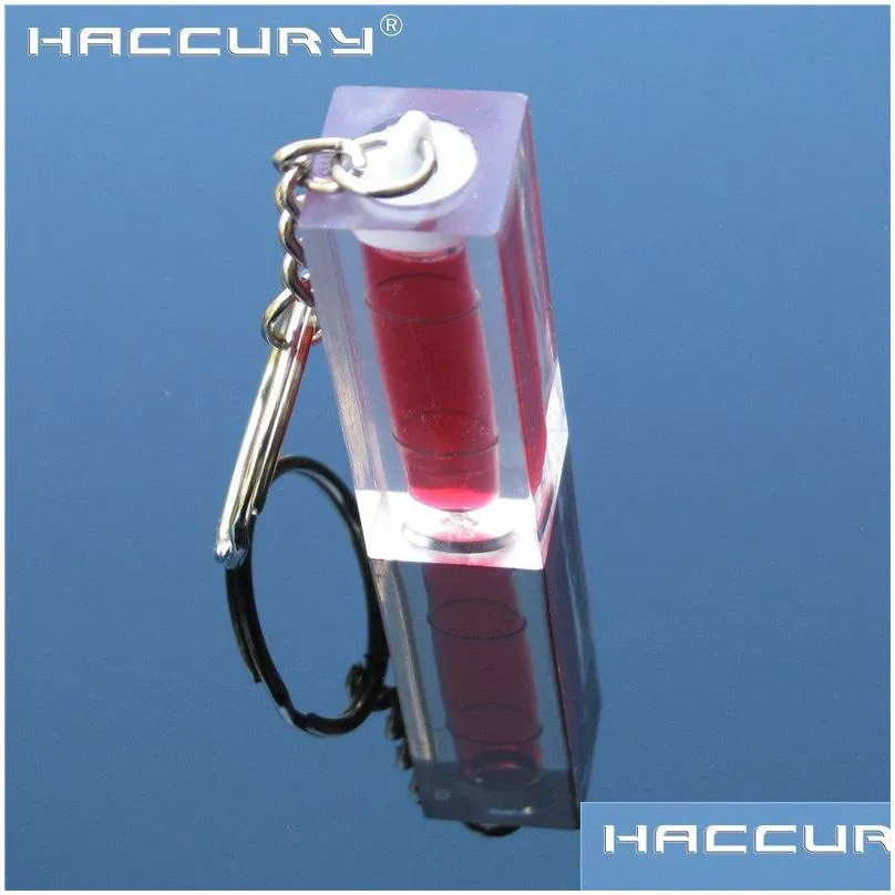 Level Measuring Instruments 20Pcs/Lot Haccury Key Chain Small Bubble Spirit Acrylic Square Instrument Size 15X15X36Mm Drop Delivery Dh84N