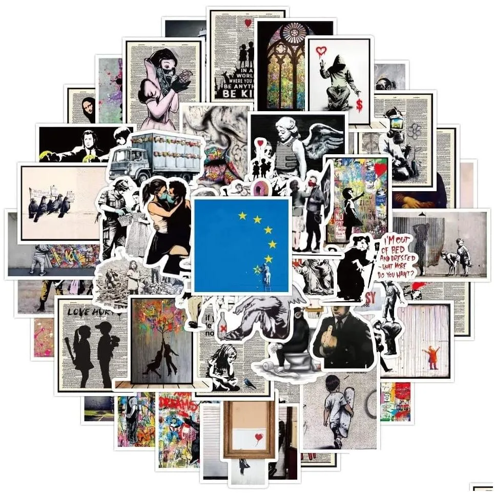 52pcs Banksy Stickers peace art graffiti Stickers for DIY Luggage Laptop Skateboard Motorcycle Bicycle