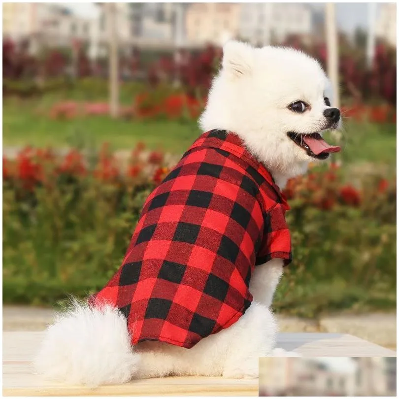 Pet Clothes Dog Apparel Plaid Striped Shirt Suit Wedding Dress Puppy Coat Teddy Bear Pomeranian Vest Small-Medium Cat Pet Costume
