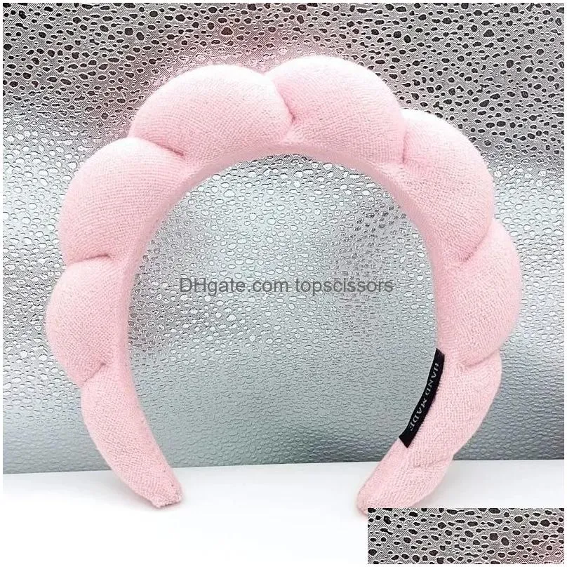 Headband Sponge Spa For Washing Face Makeup Skincare Puffy Terry Towel Cloth Fabric Head Band Ll Drop Delivery Hair Products Accessori Dhk6E