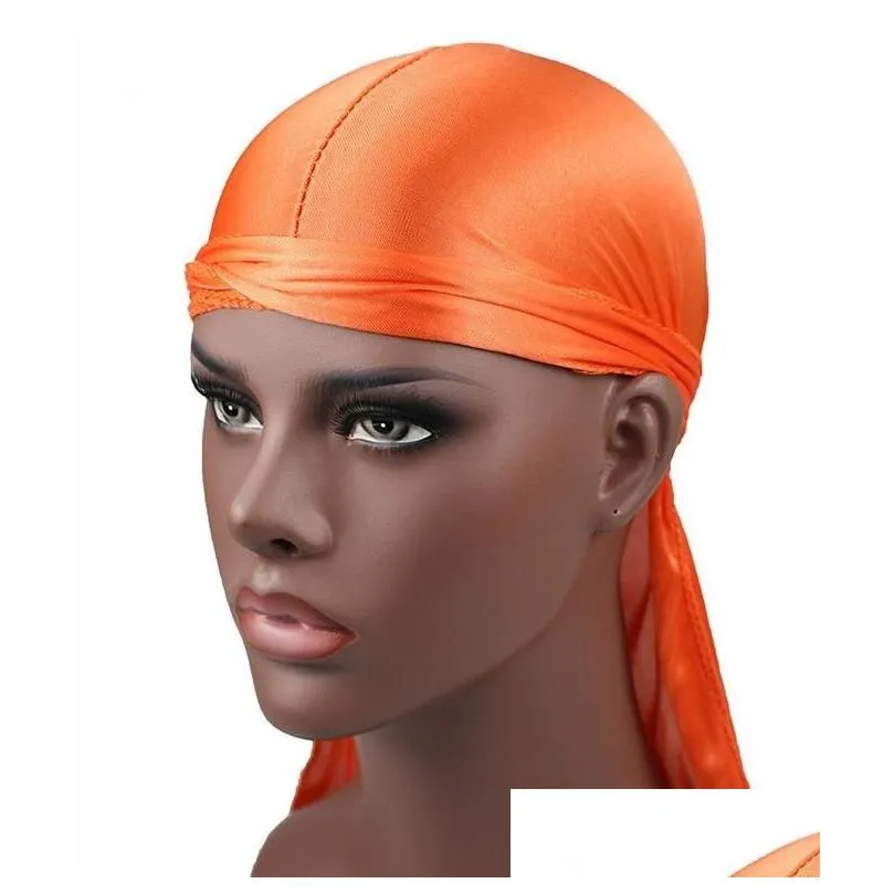 New Fashion Men`s Satin Durags Bandana Turban Wigs Men Silky Durag Headwear Headband Pirate Hat Hair Accessories