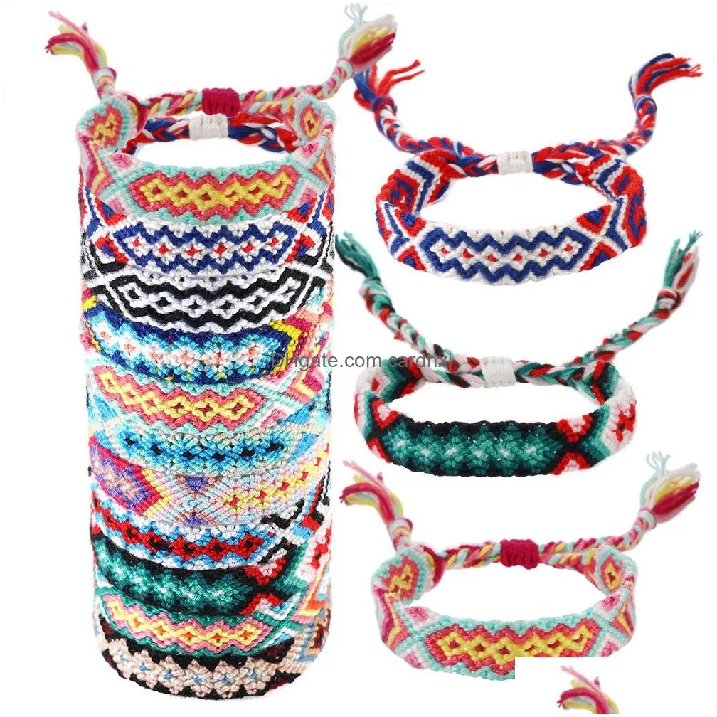 Charm Bracelets Boho Ethnic Vsco Woven Bracelet For Girl Women Handmade Mticolor String Cord Nepalese Braided Rainbow Lucky Friendshi Dh2Tp