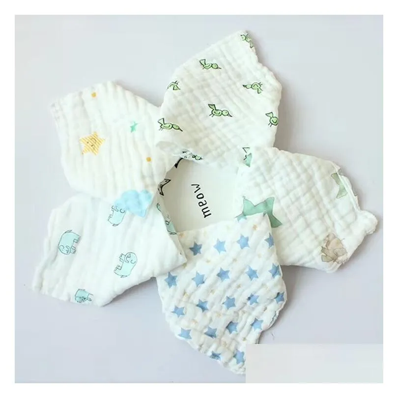 8 layers Baby Newborn INS print Bibs Infant Triangle Scarf Toddlers muslin Cotton Bandana Burp Cloths 30 colors C4834