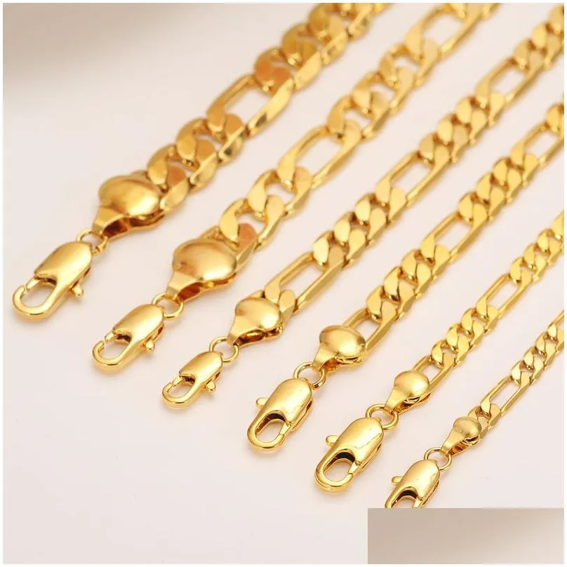 Italian Figaro Yellow 14k Gold Plated 3 to12mm wide 8.6