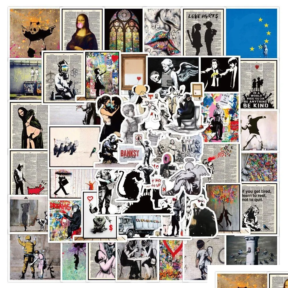 52pcs Banksy Stickers peace art graffiti Stickers for DIY Luggage Laptop Skateboard Motorcycle Bicycle