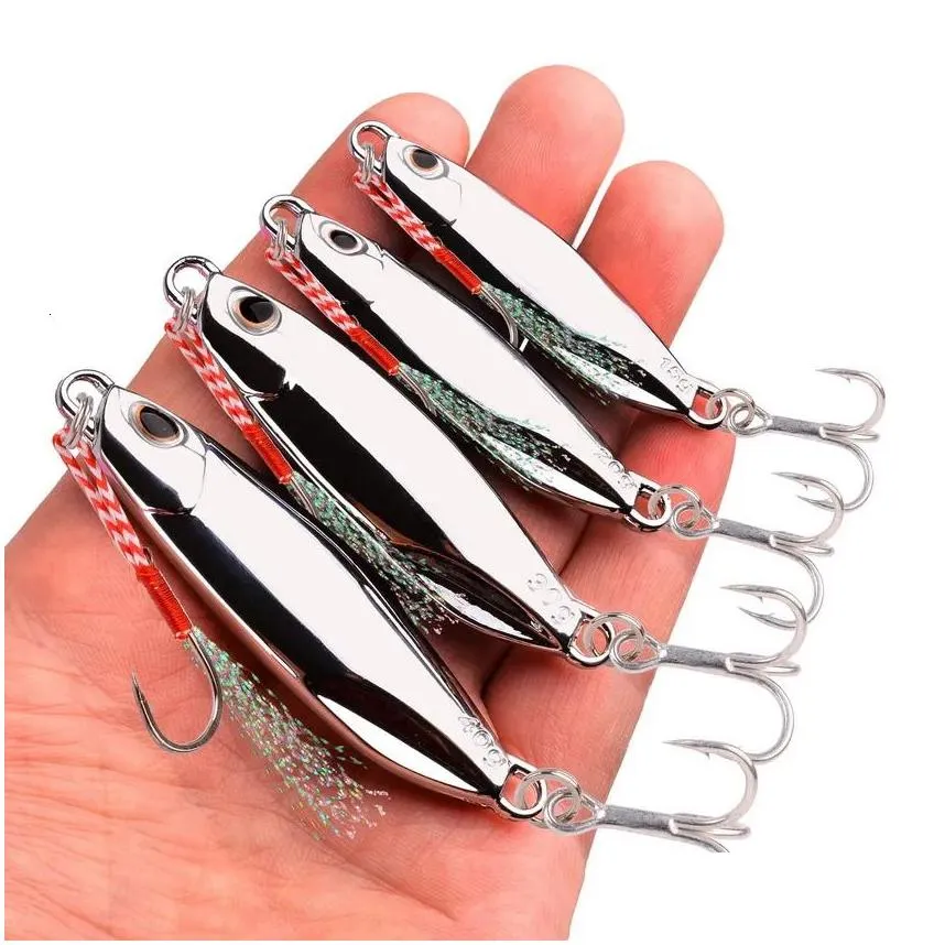 Baits Lures 10PClot Metal Cast Jig Spoon 10g 15g 20g 30g 40g Lures set With Hook Casting Jigging Fish Sea Bass Fishing Lure Artificial Bait