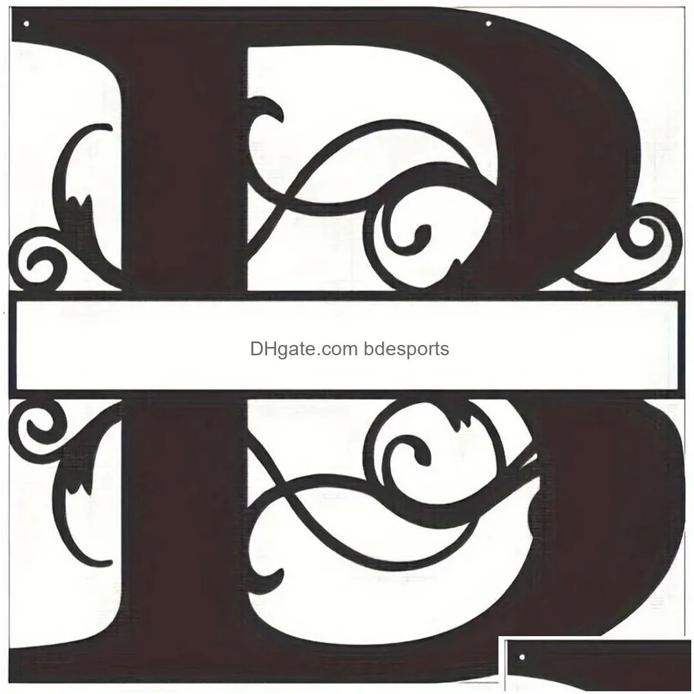 Wall Stickers 1Pc Personalized Split Letter Sign Plaque Custom Last Metal Family Name Christmas Gift Front Door Home Garden Drop Deliv Dhw4U