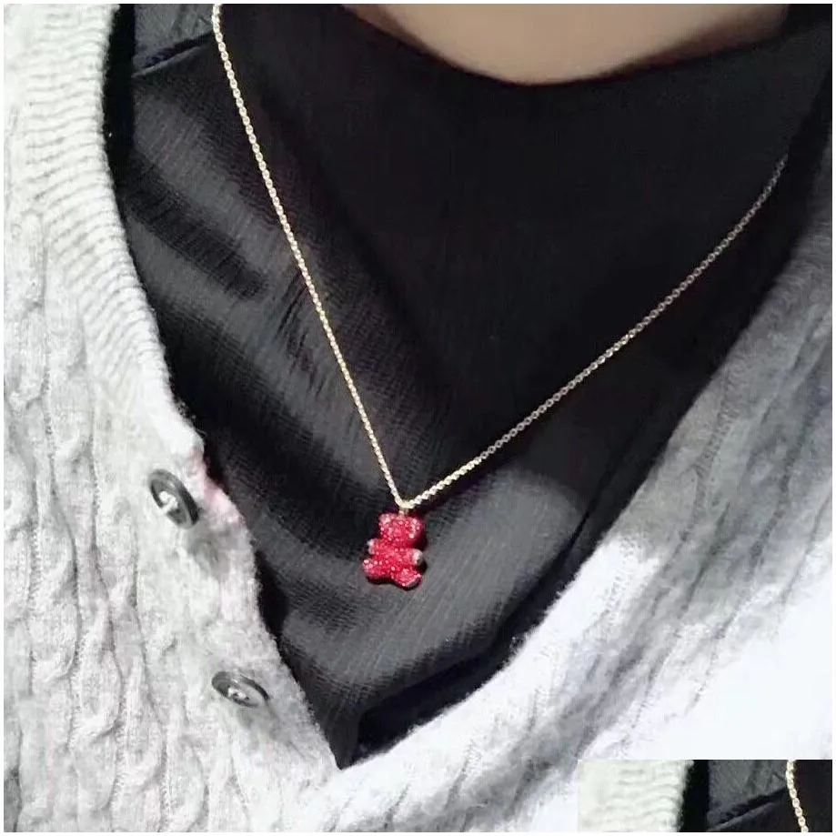Pendant Necklaces Designer Jewelry Women Necklace Diamond Gold Plated With Box High Quality Luxury Teddy Bear Womens Collarbone Drop D Otubc