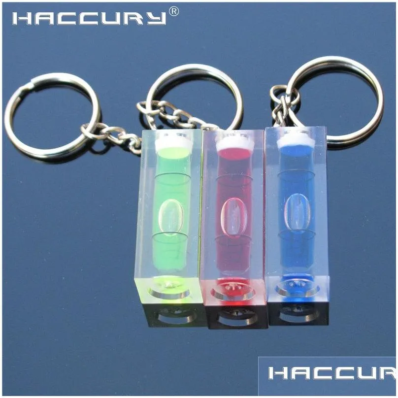 Level Measuring Instruments 20Pcs/Lot Haccury Key Chain Small Bubble Spirit Acrylic Square Instrument Size 15X15X36Mm Drop Delivery Dh84N