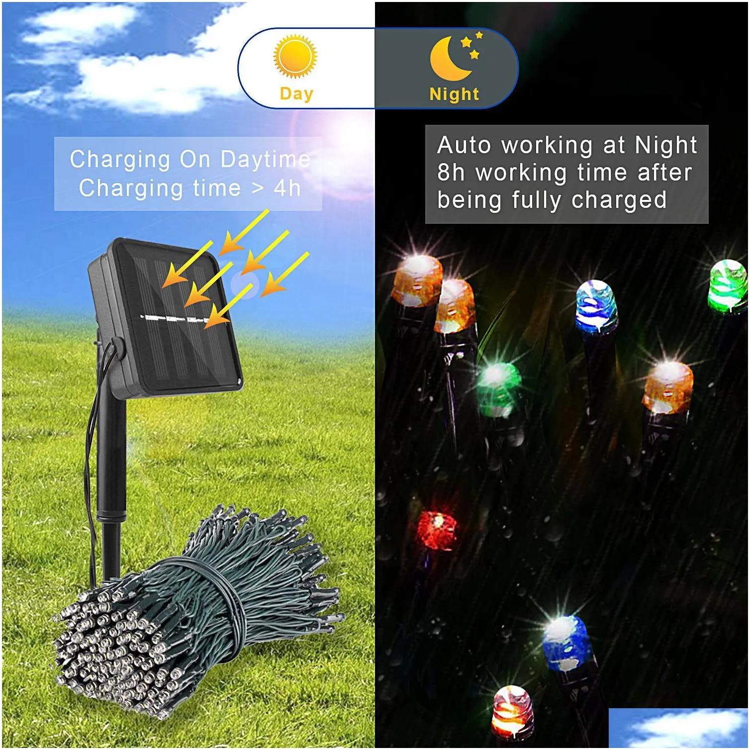 Other Solar Light 200 Led Garland String Fairy Lights Outdoor 22M Powered Lamp For Garden Decoration 3 Mode Holiday Xmas Wedding Drop Dhy0L