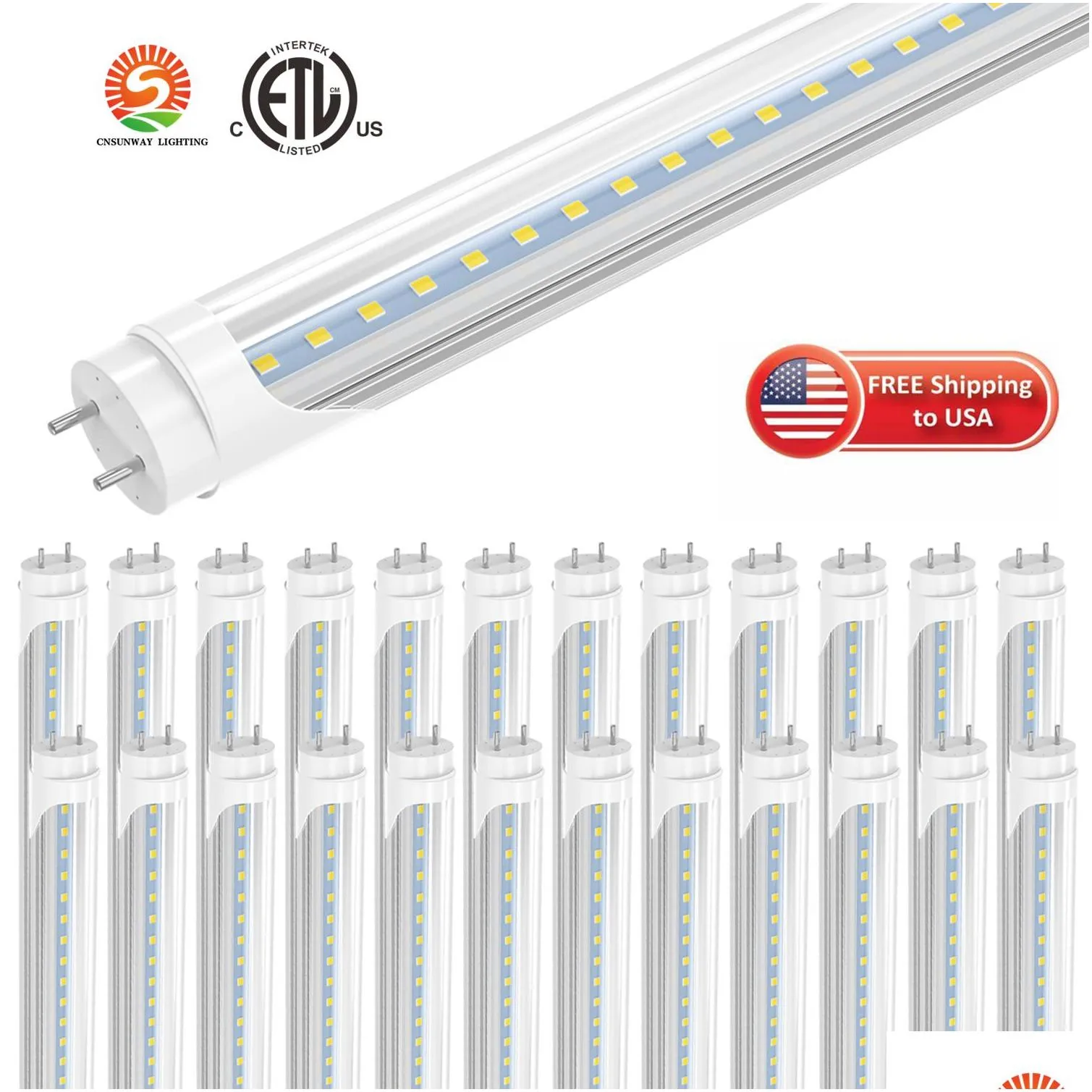 US STOCK 4ft 1.2m T8 Led Tube Lights High Super Bright 22W Warm / Cool White Led Fluorescent Tube Bulbs G13 Bi-pin AC 85-265V replacement for shop garage
