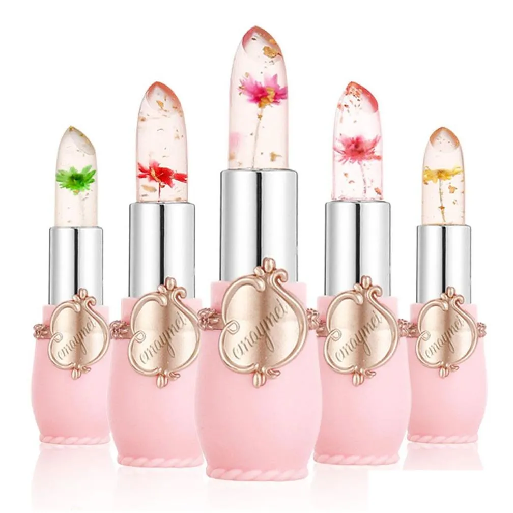 6 Colors Lipstick Moisturizing Long Lasting Flower Crystal Jelly Lipstick Magic Temperature Color Changing Lip Balm 12pcs