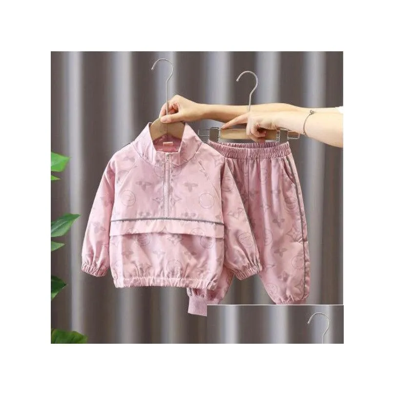 2022 New Toddler Baby Boys Sets Girls Clothes fashion print Jacket Pants Kids Sportswear Suit Children Clothing Autumn Girl Designer Sets