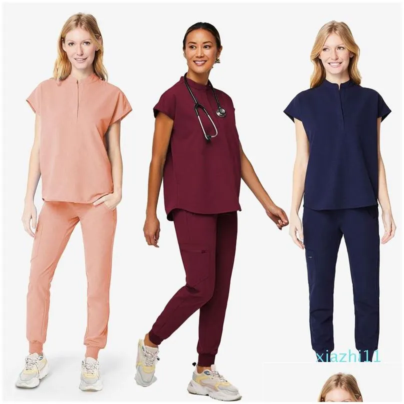 Women Scrub Tops+pant Men Medical Uniform Surgery Scrubs Shirt Short Sleeve Nursing Uniform