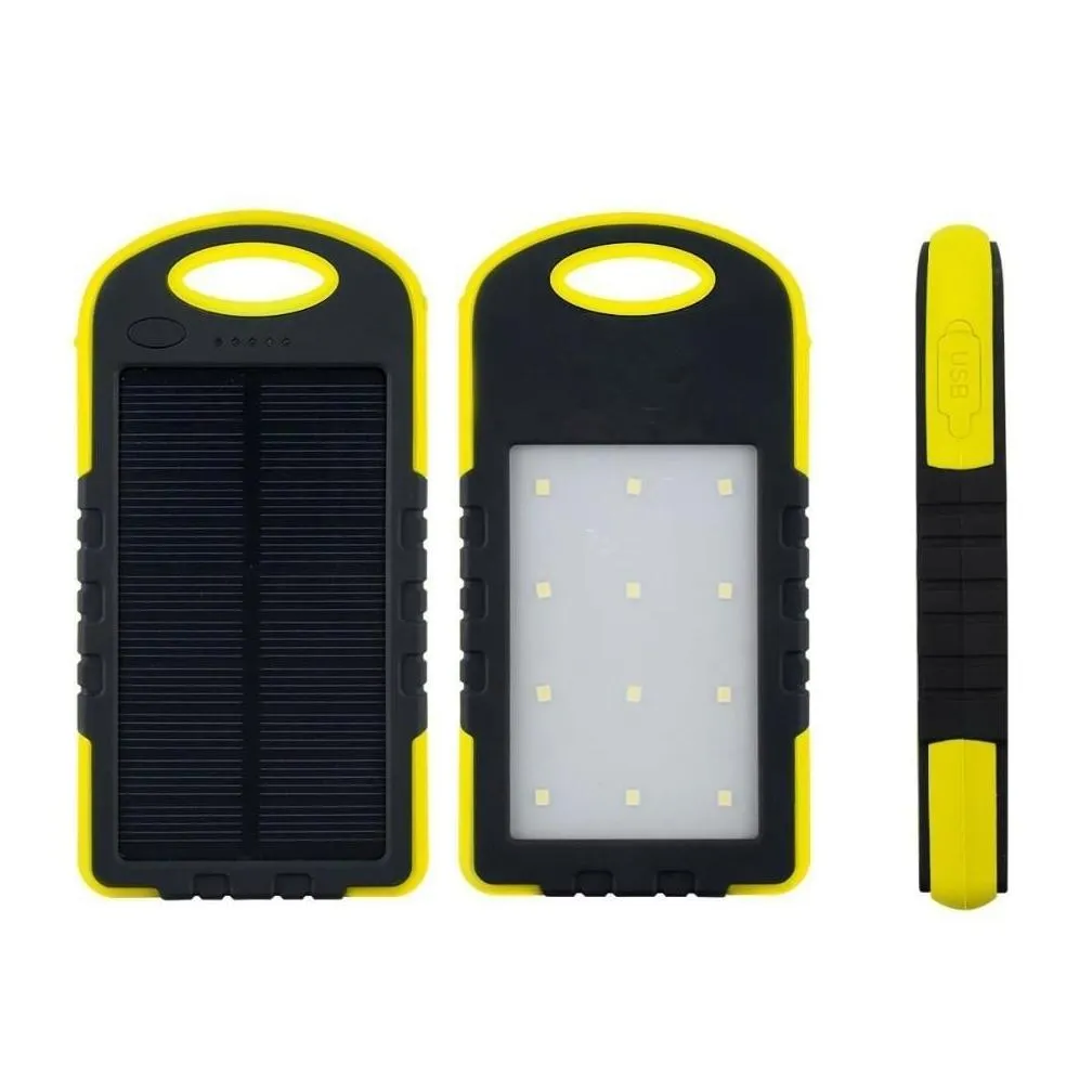 Solar Panels 8000Mah  Power Bank Waterproof Panel Battery Chargers With Led Cam Flashlight Ourdoor Drop Delivery Renewable Ene Dhk7L