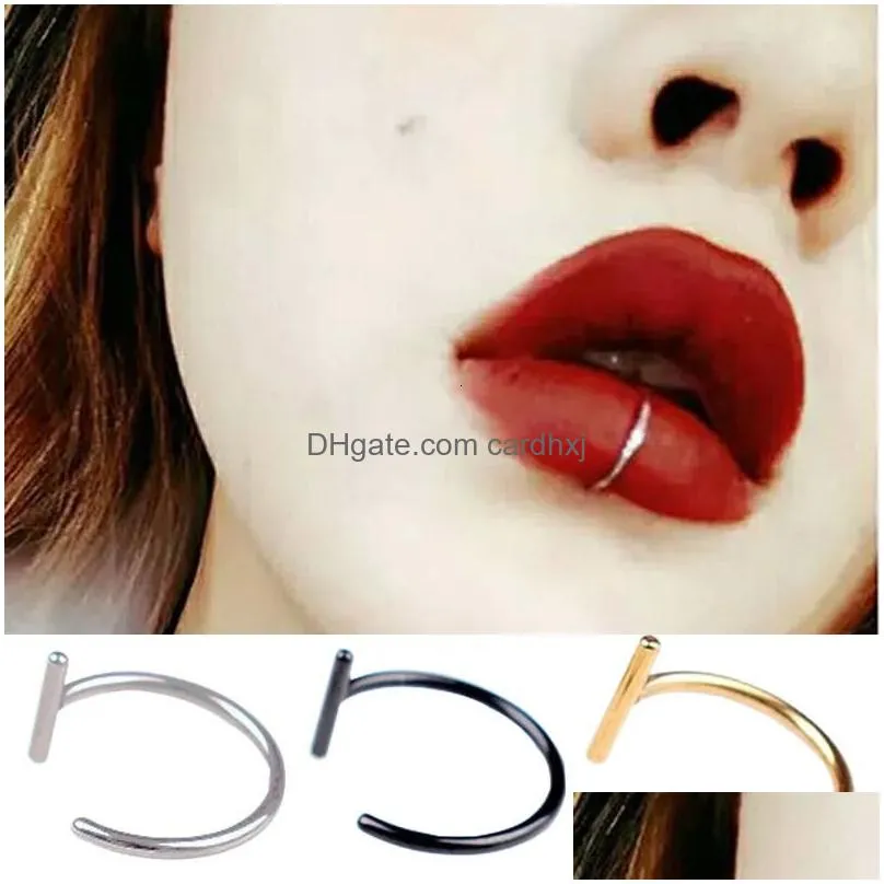 Nose Rings & Studs Fake Lip Piercing Jewelry None Labret Faux Lipring Stainless Steel Lead Nickel Body 231019 Drop Delivery Dhhqy