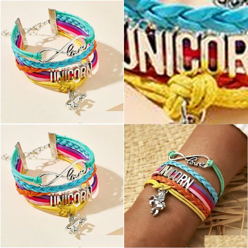 Charm Bracelets Ethnic Style Hand-Woven Auspicious Color Mtilayer Bracelet Alphabet Pony Seven-Color Twist For Drop Delivery Jewelry Dhxjp