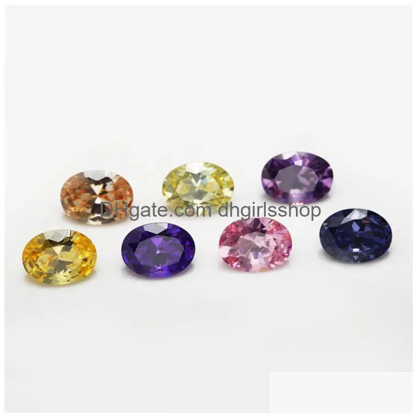 Loose Gemstones 1Pcs Per Colors Total 15Pcs Size 4X6Mm 10X12Mm Oval Shape Cubic Zirconia Drop Delivery Jewelry Dhenq
