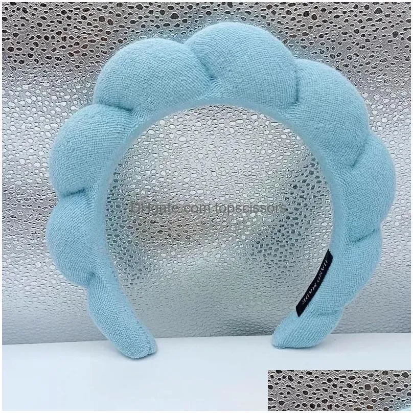 Headband Sponge Spa For Washing Face Makeup Skincare Puffy Terry Towel Cloth Fabric Head Band Ll Drop Delivery Hair Products Accessori Dhk6E