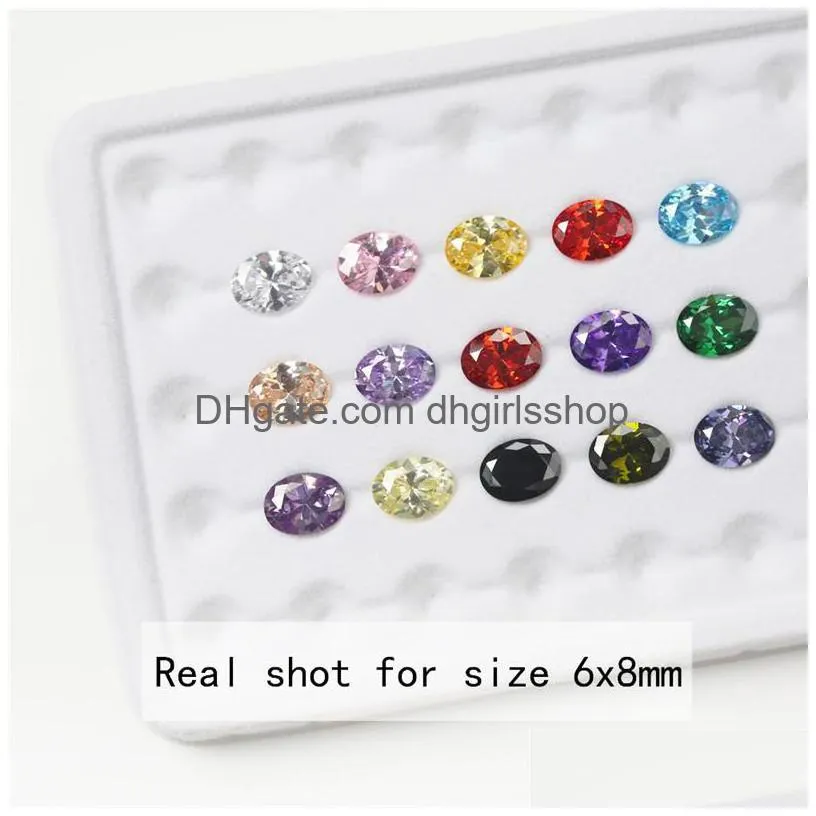 Loose Gemstones 1Pcs Per Colors Total 15Pcs Size 4X6Mm 10X12Mm Oval Shape Cubic Zirconia Drop Delivery Jewelry Dhenq