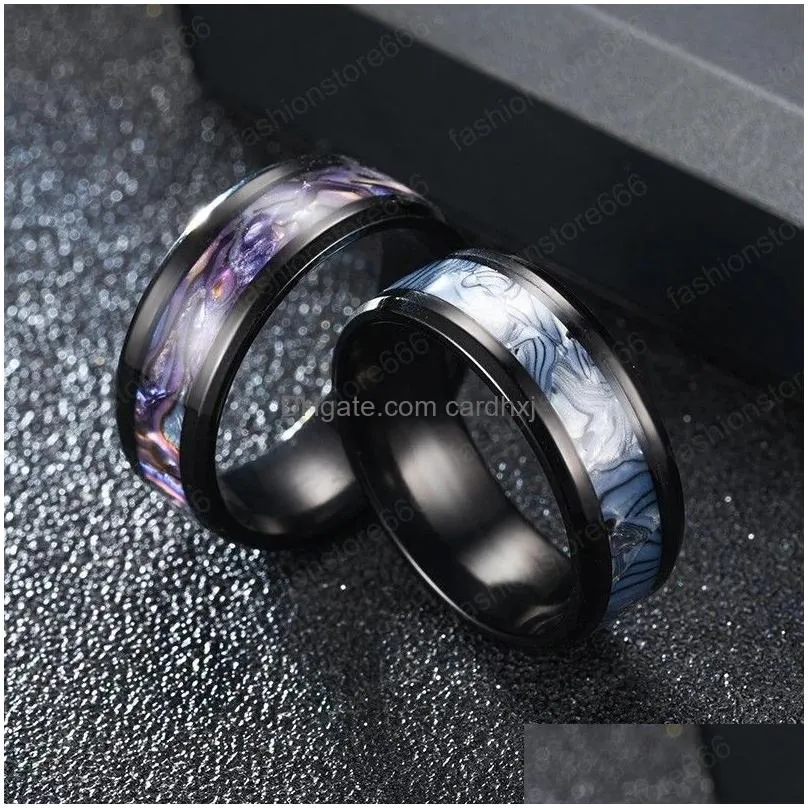Band Rings 2021 Gradient Purple Color Shell Titanium Steel For Men Women Gift Dainty Female Nice Finger Jewelry Drop Delivery Ring Dhko4