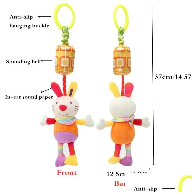 Baby Toy Soft Plush Mobile Rattle Cartoon Stroller Clip Rattles Born Bed Crib Hanging Bell For 0-3Y Educational Toys