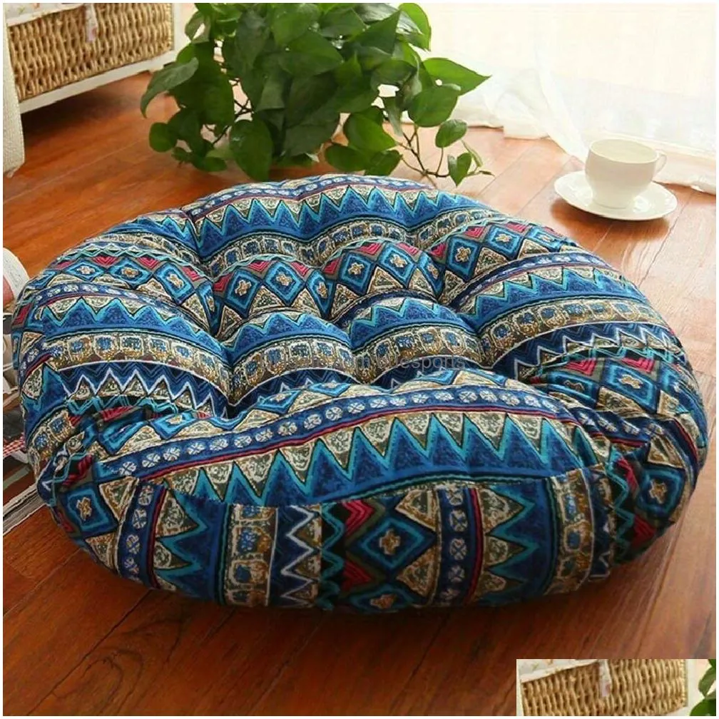 Other Home Decor 1Pc Thick Round Boho Cotton Linen Window Cushion Ethnic Fabric Yoga Floor Meditation Pillow For Living Room Drop Deli Dhcfj