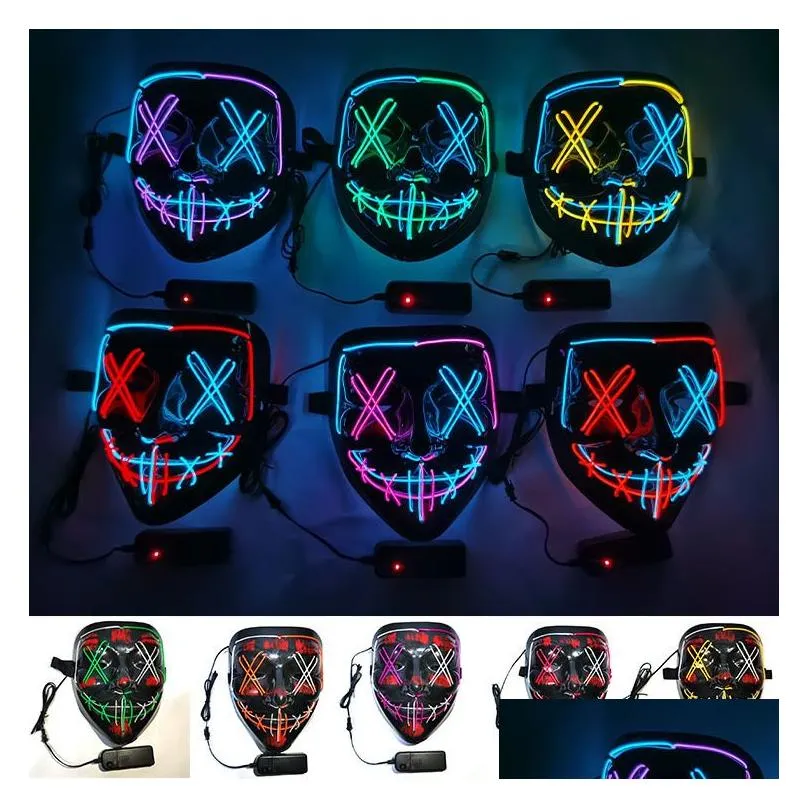 Demon Slayer Glowing EL Wire Mask Kimetsu No Yaiba Characters Cosplay Costume Accessories Japanese Fox Halloween LED Mask C0813