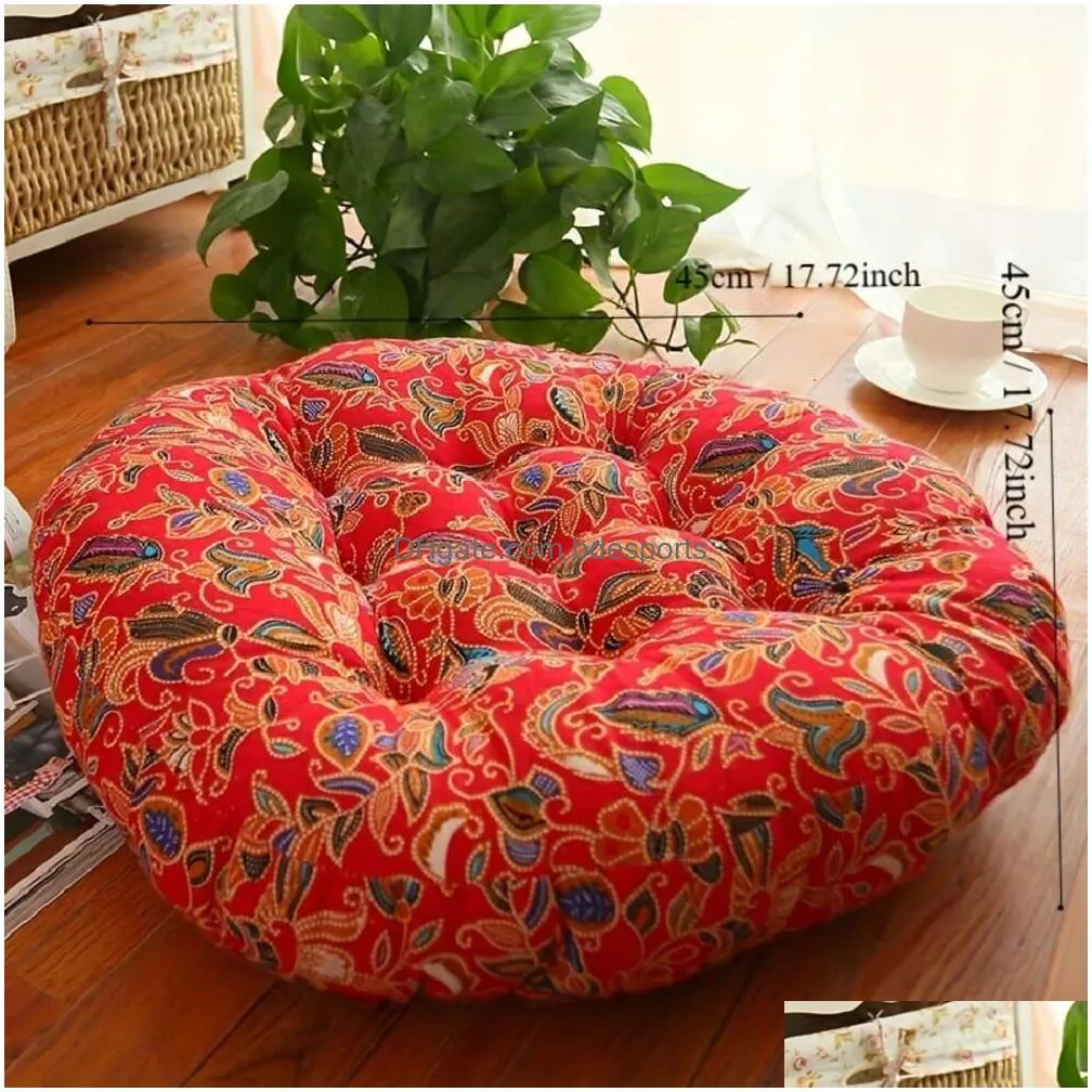 Other Home Decor 1Pc Thick Round Boho Cotton Linen Window Cushion Ethnic Fabric Yoga Floor Meditation Pillow For Living Room Drop Deli Dhcfj