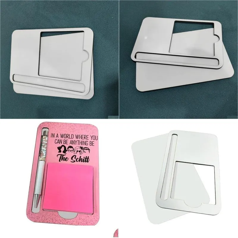 wholesale Sublimation Blank MDF Sticky Note Pad Holder Heat Transfer Wooden Notepad Holder