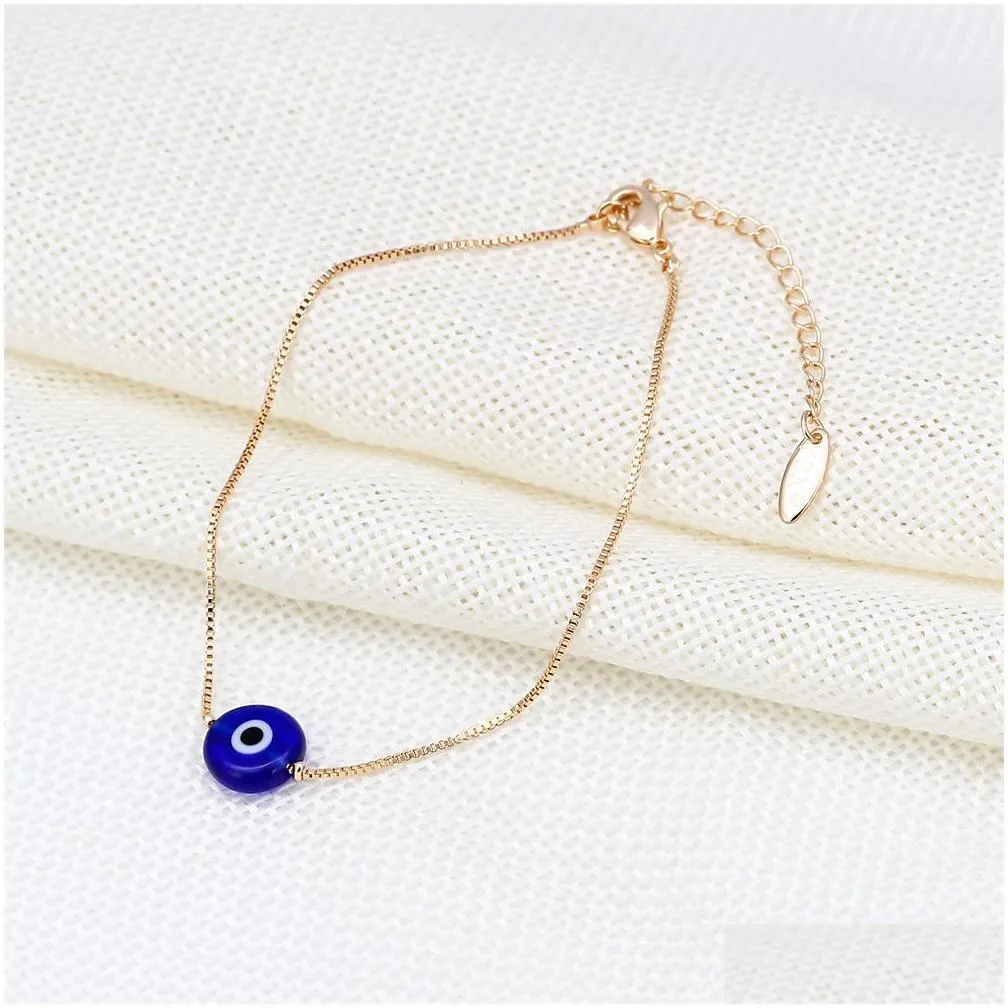 S2333 Fashion Jewelry Turkish Symbol Evil Eye Bracelet Resin Blue Eyes Bead Chain Bracelets