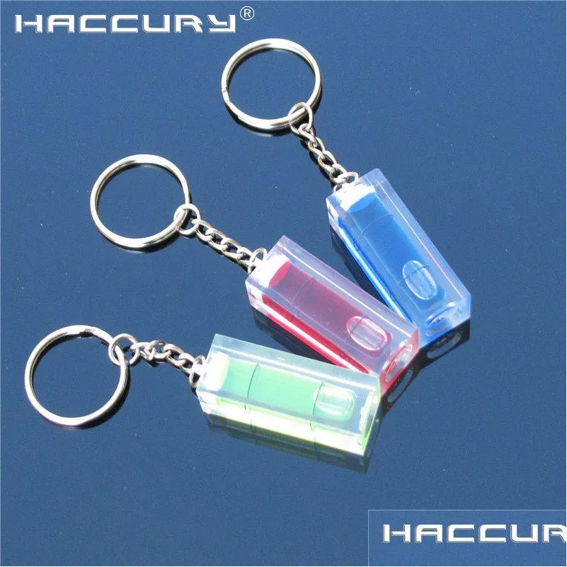 Level Measuring Instruments 20Pcs/Lot Haccury Key Chain Small Bubble Spirit Acrylic Square Instrument Size 15X15X36Mm Drop Delivery Dh84N